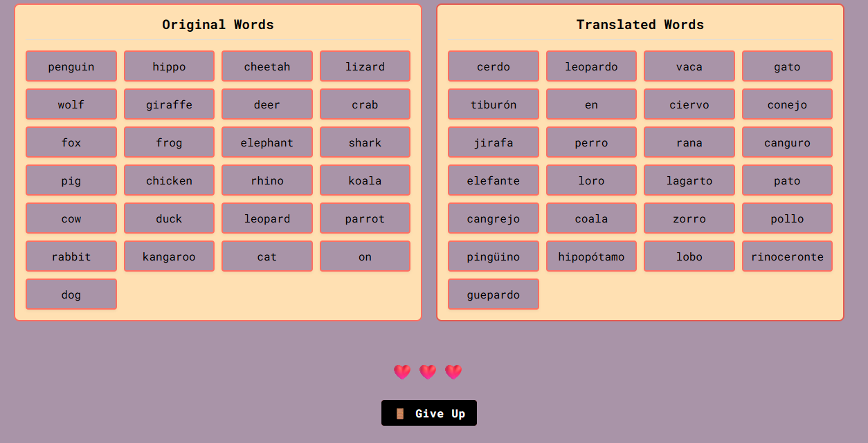 Word Match game