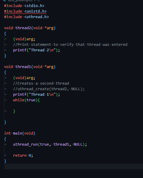 Baseline uthread code