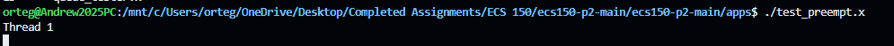Baseline output showing only Thread 1