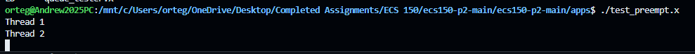 Output showing Thread 1 and Thread 2